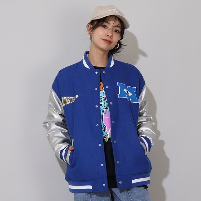 【ベビードール】モンスターズ・ユニバーシティ 親子お揃い スタジャン 0899A / 大人 ユニセックス 男女兼用 リンクコーデ ペアルック 親子コーデ トップス 長袖 アウター ジャンパー ジャケット ブルゾン 羽織り 中綿入り