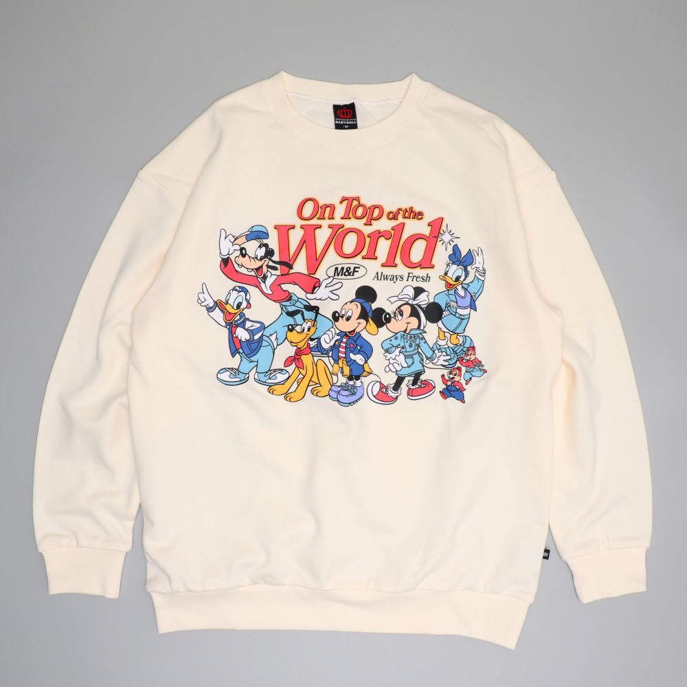【ベビードール】ミッキー＆フレンズ 親子お揃い キャラクタートレーナー 0902A / 大人 ユニセックス 男女兼用 リンクコーデ ペアルック 親子コーデ トップス 長袖 プルオーバー 春秋冬