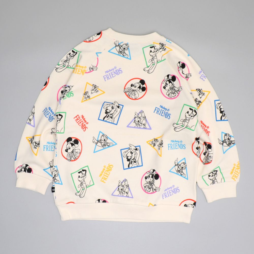 【ベビードール】ミッキー＆フレンズ 親子お揃い キャラクター総柄トレーナー 0903K / ベビーサイズ キッズ リンクコーデ ペアルック 親子コーデ トップス 長袖 プルオーバー 春秋冬