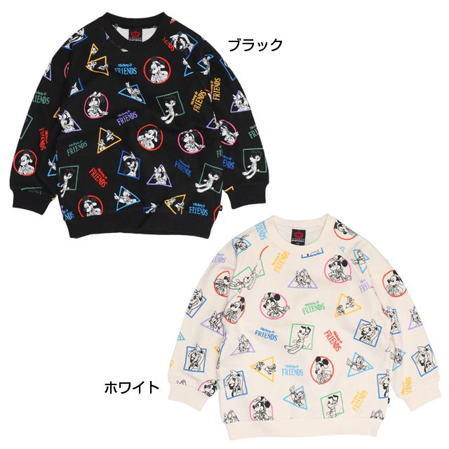 【ベビードール】ミッキー＆フレンズ 親子お揃い キャラクター総柄トレーナー 0903K / ベビーサイズ キッズ リンクコーデ ペアルック 親子コーデ トップス 長袖 プルオーバー 春秋冬
