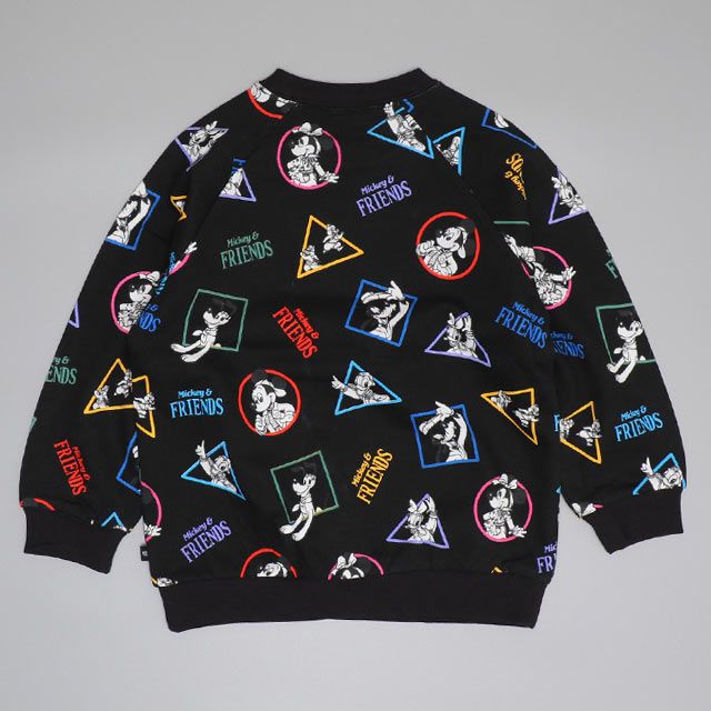 【ベビードール】ミッキー＆フレンズ 親子お揃い キャラクター総柄トレーナー 0903K / ベビーサイズ キッズ リンクコーデ ペアルック 親子コーデ トップス 長袖 プルオーバー 春秋冬