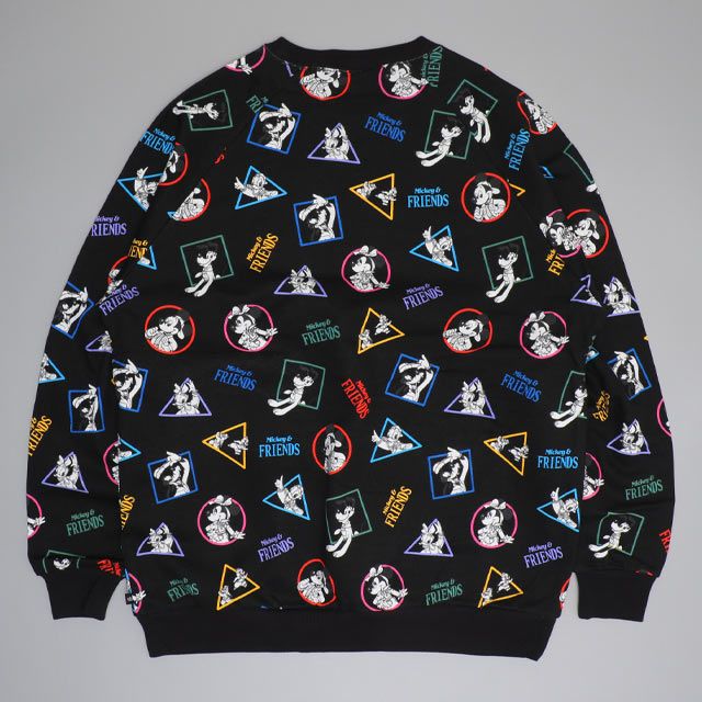 【ベビードール】ミッキー＆フレンズ 親子お揃い キャラクター総柄トレーナー 0903A / 大人 ユニセックス 男女兼用 リンクコーデ ペアルック 親子コーデ トップス 長袖 プルオーバー 春秋冬