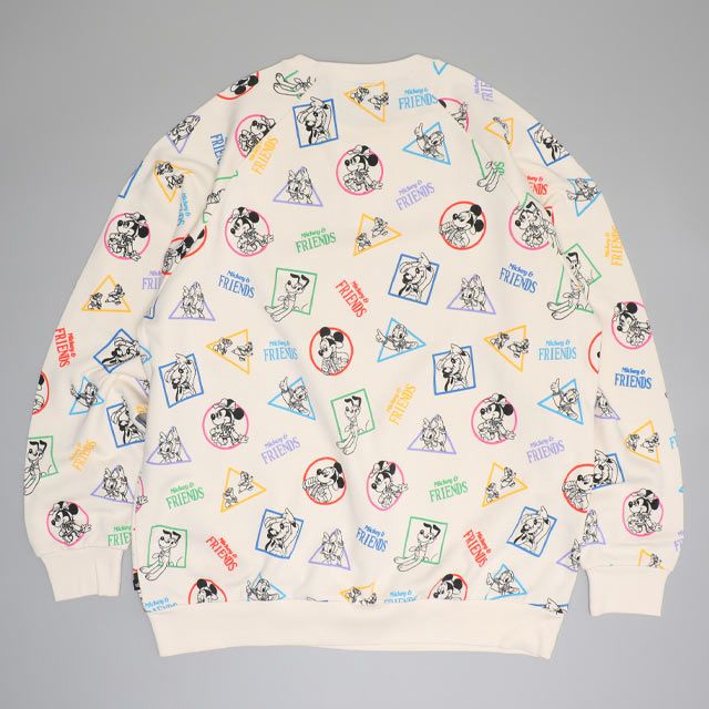 【ベビードール】ミッキー＆フレンズ 親子お揃い キャラクター総柄トレーナー 0903A / 大人 ユニセックス 男女兼用 リンクコーデ ペアルック 親子コーデ トップス 長袖 プルオーバー 春秋冬