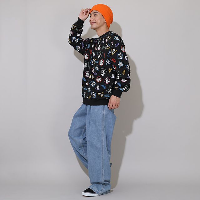 【ベビードール】ミッキー＆フレンズ 親子お揃い キャラクター総柄トレーナー 0903A / 大人 ユニセックス 男女兼用 リンクコーデ ペアルック 親子コーデ トップス 長袖 プルオーバー 春秋冬