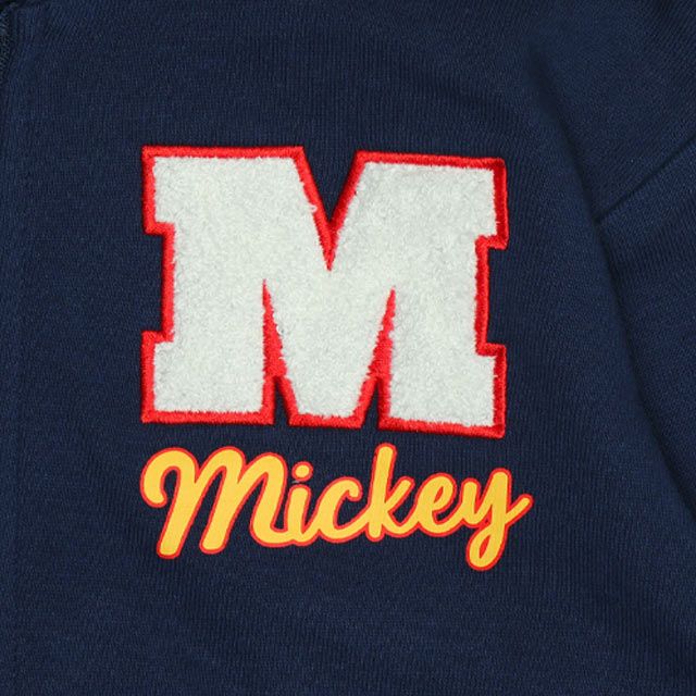 【ベビードール】ミッキー 親子お揃い サガラワッペンジップパーカー 0904K / ベビーサイズ キッズ トップス 長袖 パーカー 羽織り アウター スウェット カンガルーポケット