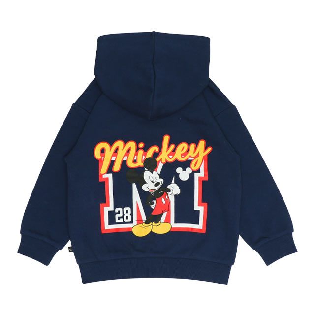 【ベビードール】ミッキー 親子お揃い サガラワッペンジップパーカー 0904K / ベビーサイズ キッズ トップス 長袖 パーカー 羽織り アウター スウェット カンガルーポケット