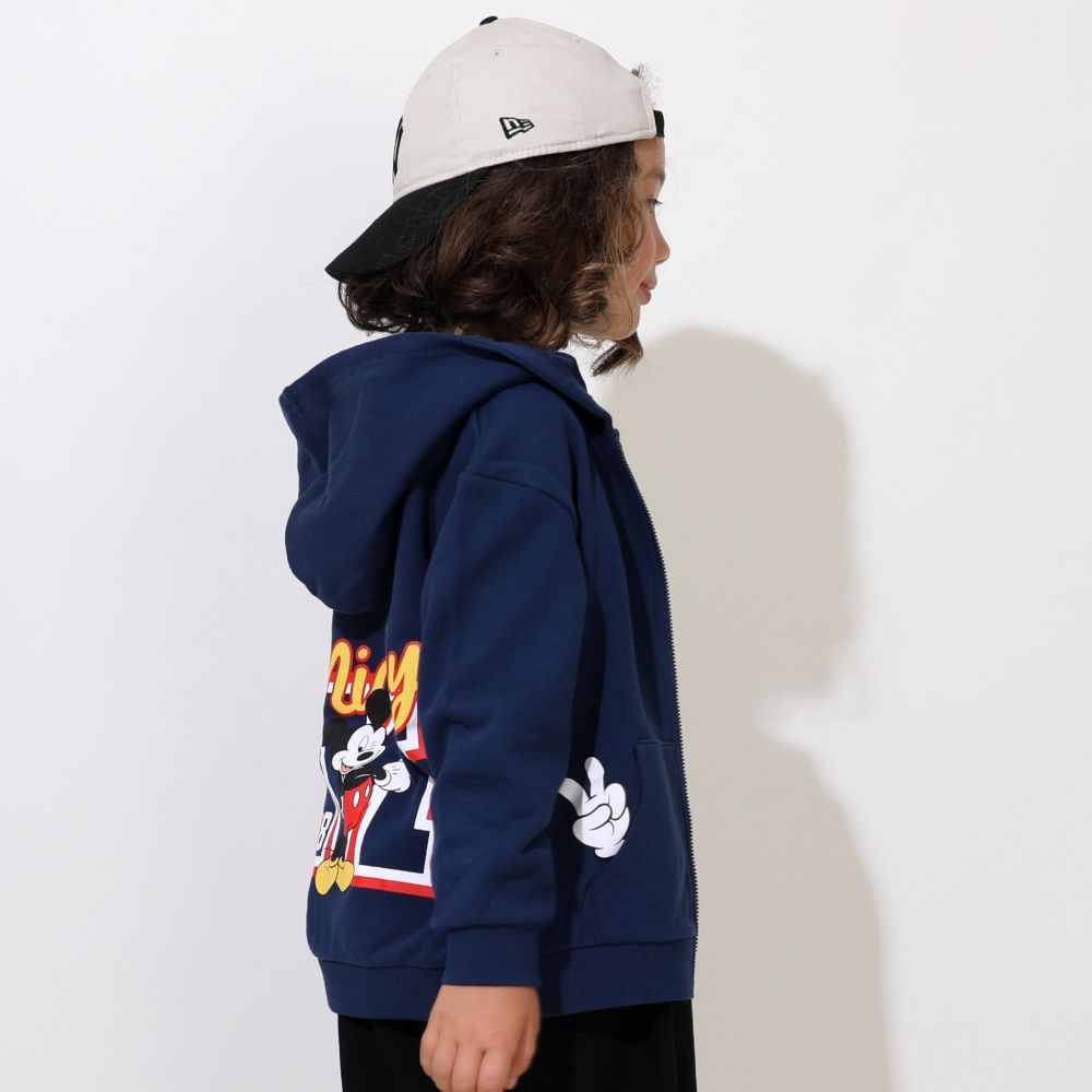 【ベビードール】ミッキー 親子お揃い サガラワッペンジップパーカー 0904K / ベビーサイズ キッズ トップス 長袖 パーカー 羽織り アウター スウェット カンガルーポケット
