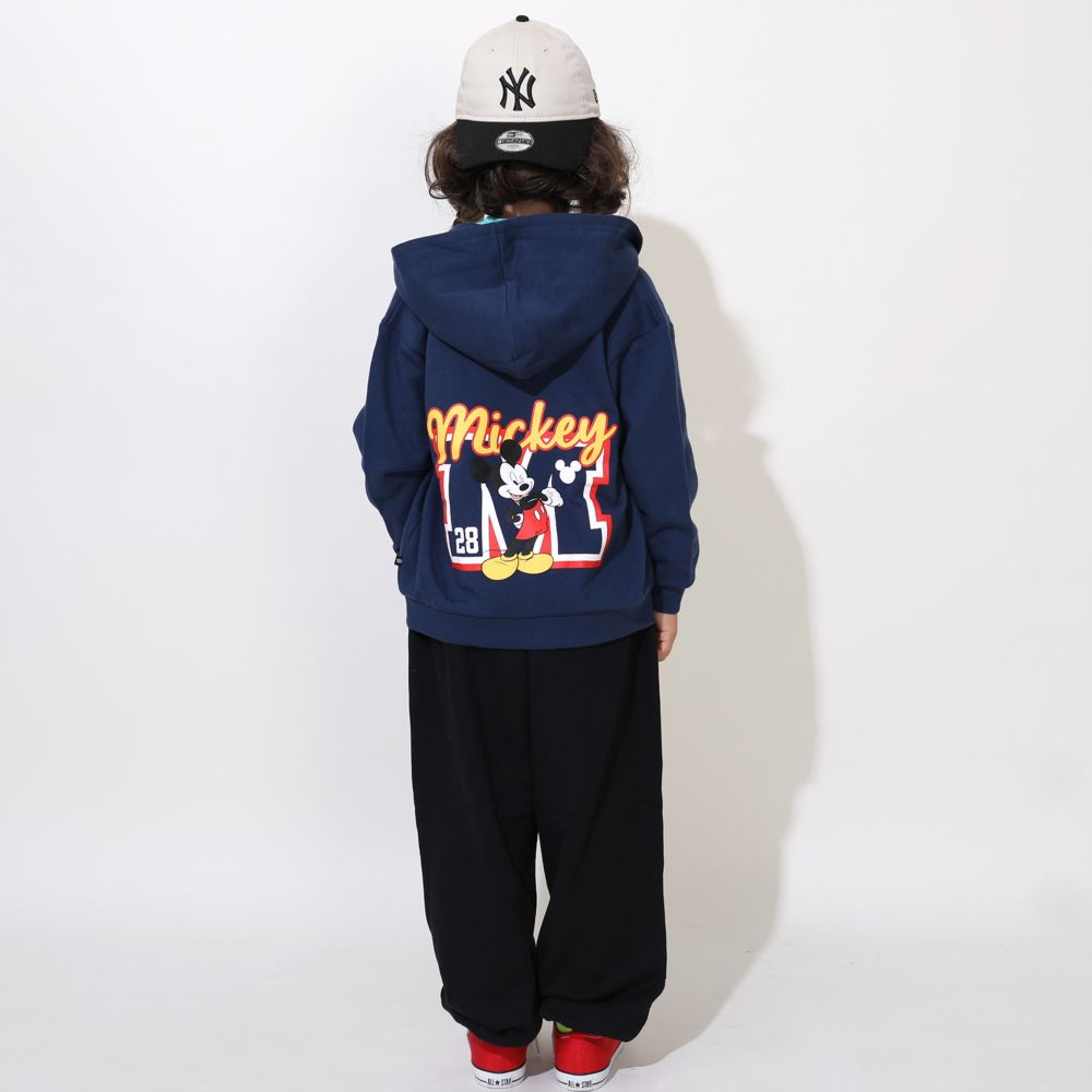 【ベビードール】ミッキー 親子お揃い サガラワッペンジップパーカー 0904K / ベビーサイズ キッズ トップス 長袖 パーカー 羽織り アウター スウェット カンガルーポケット