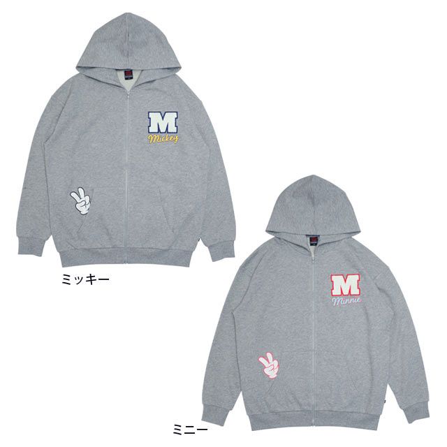 【ベビードール】ミッキー 親子お揃い サガラワッペンジップパーカー 0904A / 大人 ユニセックス 男女兼用 リンクコーデ ペアルック 親子コーデ トップス 長袖 パーカー 羽織り アウター スウェット カンガルーポケット