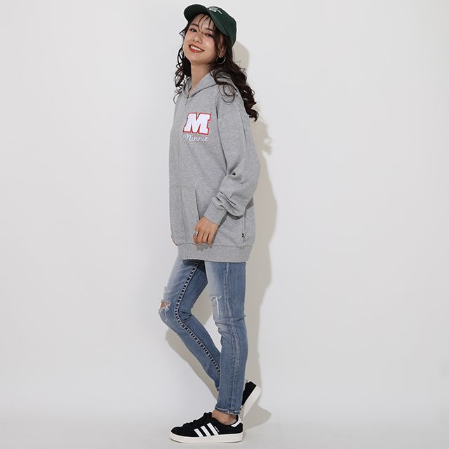 【ベビードール】ミニー 親子お揃い サガラワッペンジップパーカー 0904A / 大人 ユニセックス 男女兼用 リンクコーデ ペアルック 親子コーデ トップス 長袖 パーカー 羽織り アウター スウェット カンガルーポケット