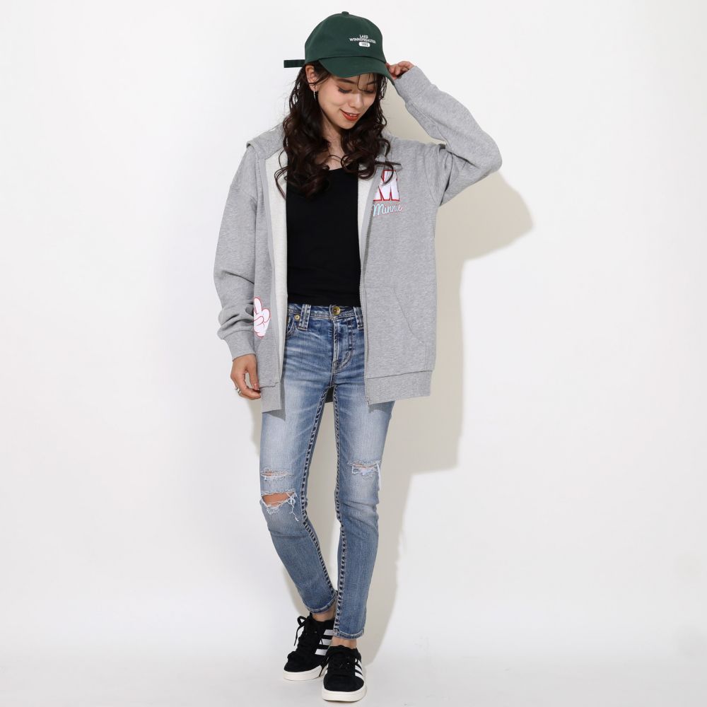 【ベビードール】ミニー 親子お揃い サガラワッペンジップパーカー 0904A / 大人 ユニセックス 男女兼用 リンクコーデ ペアルック 親子コーデ トップス 長袖 パーカー 羽織り アウター スウェット カンガルーポケット