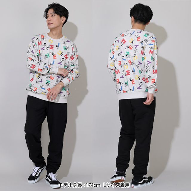 【ベビードール】ミッキー 親子お揃い カラフル総柄トレーナー 0906A / 大人 ユニセックス 男女兼用 リンクコーデ ペアルック 親子コーデ トップス 長袖 スウェット プルオーバー 春秋冬