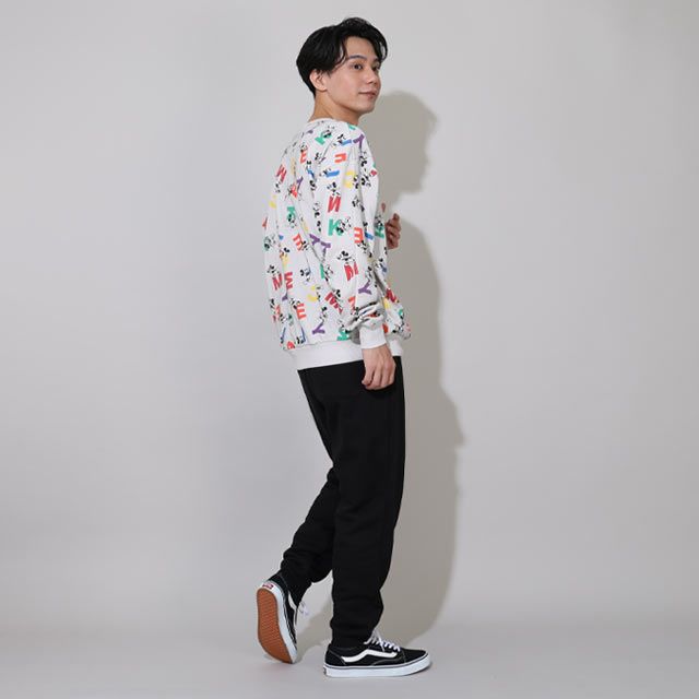 【ベビードール】ミッキー 親子お揃い カラフル総柄トレーナー 0906A / 大人 ユニセックス 男女兼用 リンクコーデ ペアルック 親子コーデ トップス 長袖 スウェット プルオーバー 春秋冬