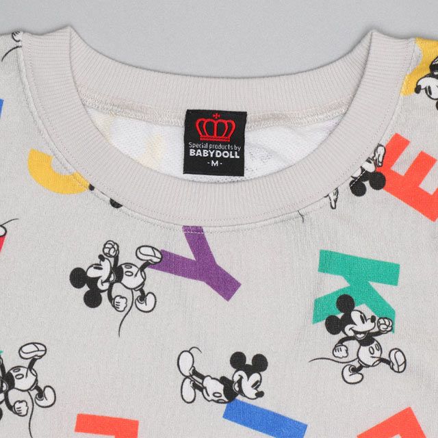 【ベビードール】ミッキー 親子お揃い カラフル総柄トレーナー 0906A / 大人 ユニセックス 男女兼用 リンクコーデ ペアルック 親子コーデ トップス 長袖 スウェット プルオーバー 春秋冬