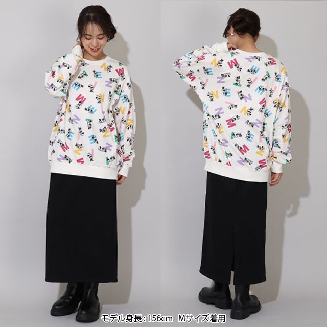 【ベビードール】ミニー 親子お揃い カラフル総柄トレーナー 0906A / 大人 ユニセックス 男女兼用 リンクコーデ ペアルック 親子コーデ トップス 長袖 スウェット プルオーバー 春秋冬