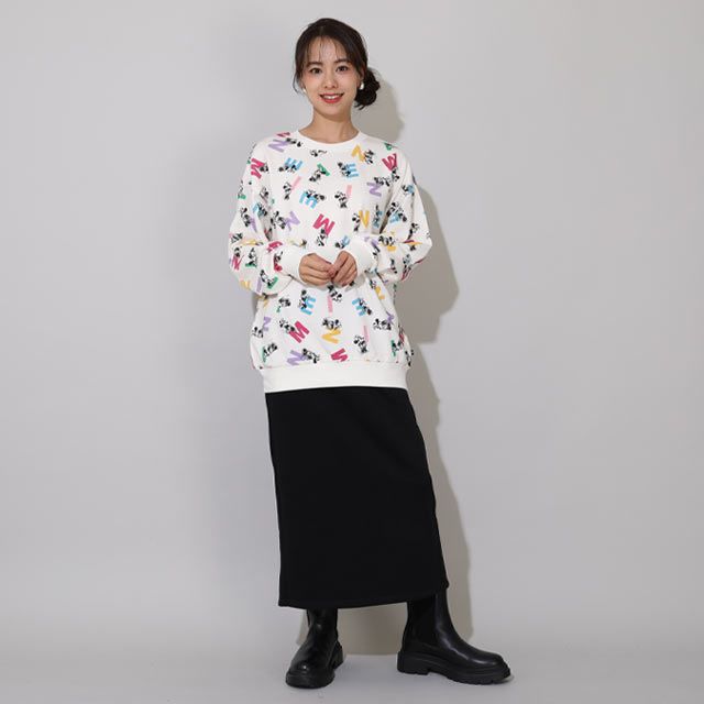 【ベビードール】ミニー 親子お揃い カラフル総柄トレーナー 0906A / 大人 ユニセックス 男女兼用 リンクコーデ ペアルック 親子コーデ トップス 長袖 スウェット プルオーバー 春秋冬