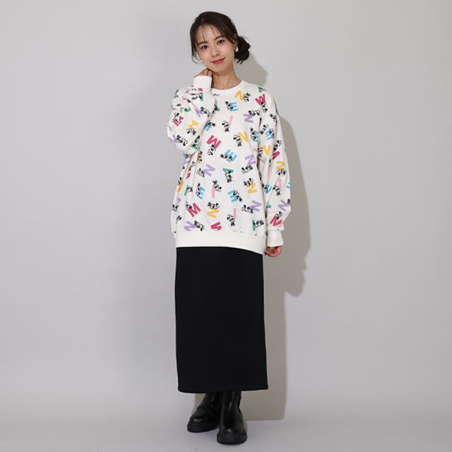 【ベビードール】ミニー 親子お揃い カラフル総柄トレーナー 0906A / 大人 ユニセックス 男女兼用 リンクコーデ ペアルック 親子コーデ トップス 長袖 スウェット プルオーバー 春秋冬