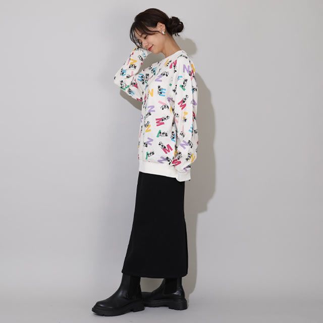 【ベビードール】ミニー 親子お揃い カラフル総柄トレーナー 0906A / 大人 ユニセックス 男女兼用 リンクコーデ ペアルック 親子コーデ トップス 長袖 スウェット プルオーバー 春秋冬