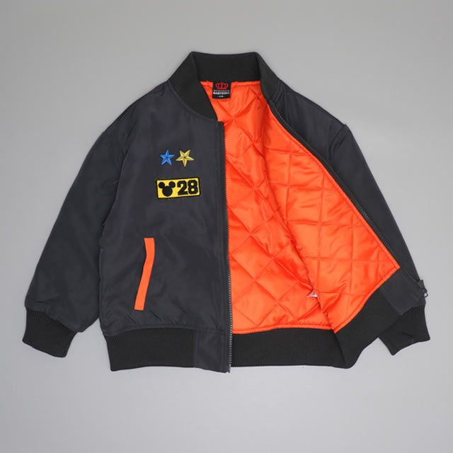 【ベビードール】ミッキー 親子お揃い MA-1ブルゾン 0907K / ベビーサイズ キッズ リンクコーデ ペアルック 親子コーデ トップス アウター ブルゾン ジャケット 羽織り 中綿 防寒