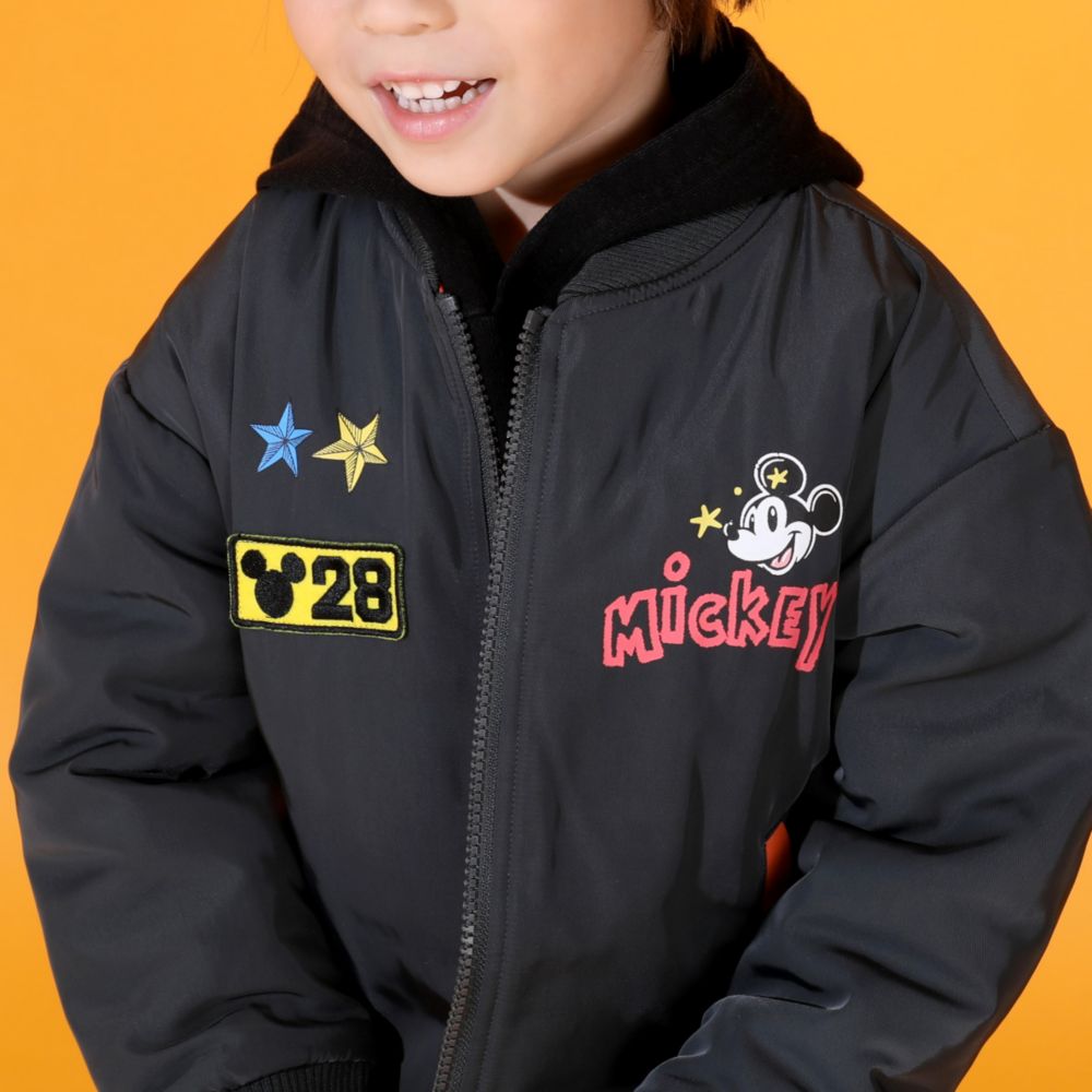 【ベビードール】ミッキー 親子お揃い MA-1ブルゾン 0907K / ベビーサイズ キッズ リンクコーデ ペアルック 親子コーデ トップス アウター ブルゾン ジャケット 羽織り 中綿 防寒
