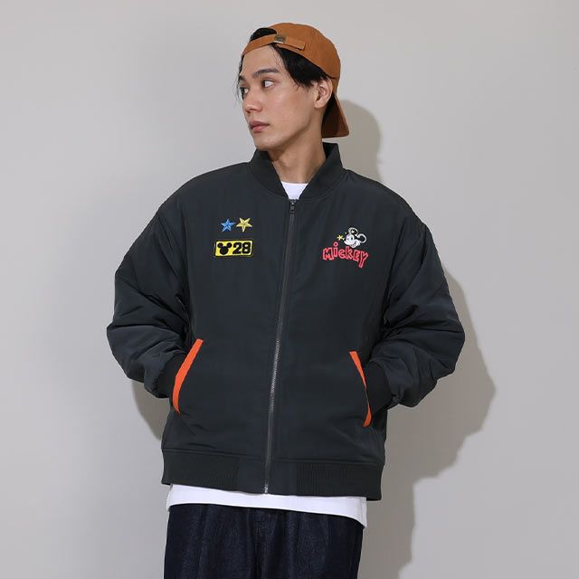 【ベビードール】ミッキー 親子お揃い MA-1ブルゾン 0907A / 大人 ユニセックス 男女兼用 リンクコーデ ペアルック 親子コーデ トップス アウター ブルゾン ジャケット 羽織り 中綿 防寒