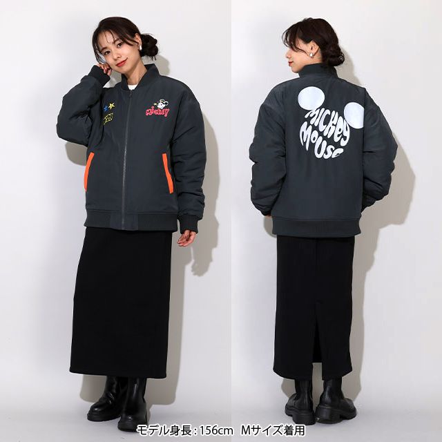 【ベビードール】ミッキー 親子お揃い MA-1ブルゾン 0907A / 大人 ユニセックス 男女兼用 リンクコーデ ペアルック 親子コーデ トップス アウター ブルゾン ジャケット 羽織り 中綿 防寒