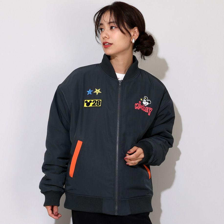 【ベビードール】ミッキー 親子お揃い MA-1ブルゾン 0907A / 大人 ユニセックス 男女兼用 リンクコーデ ペアルック 親子コーデ トップス アウター ブルゾン ジャケット 羽織り 中綿 防寒