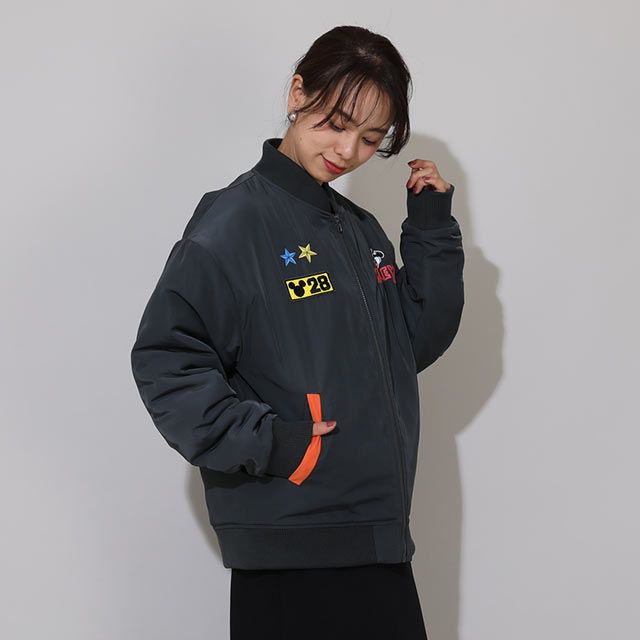 【ベビードール】ミッキー 親子お揃い MA-1ブルゾン 0907A / 大人 ユニセックス 男女兼用 リンクコーデ ペアルック 親子コーデ トップス アウター ブルゾン ジャケット 羽織り 中綿 防寒