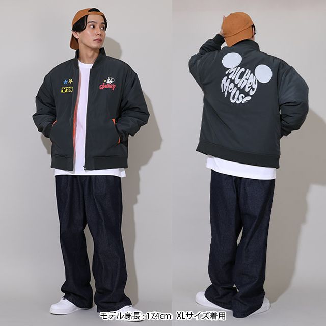 【ベビードール】ミッキー 親子お揃い MA-1ブルゾン 0907A / 大人 ユニセックス 男女兼用 リンクコーデ ペアルック 親子コーデ トップス アウター ブルゾン ジャケット 羽織り 中綿 防寒