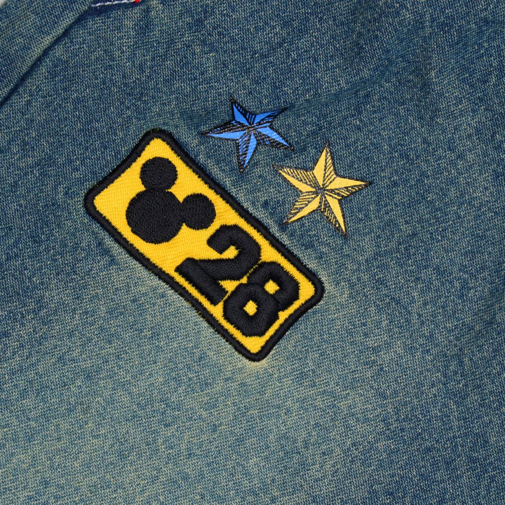 【ベビードール】ミッキー グランジデニムロングパンツ 0908K / ベビーサイズ キッズ ボトムス 長ズボン デニムパンツ ジーパン ヴィンテージ加工 ウエスト総ゴム ゴム穴付き