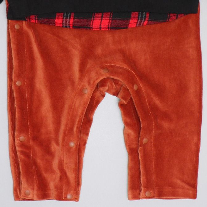 【ベビードール】ズートピア チェックレイヤードロンパース 0909B / ベビーサイズ 赤ちゃん 出産祝い 贈り物 プレゼント ベビー服 長袖 レイヤード風 コーデュロイ リンクコーデ ペアルック 親子コーデ 秋冬 ジュディ ニック