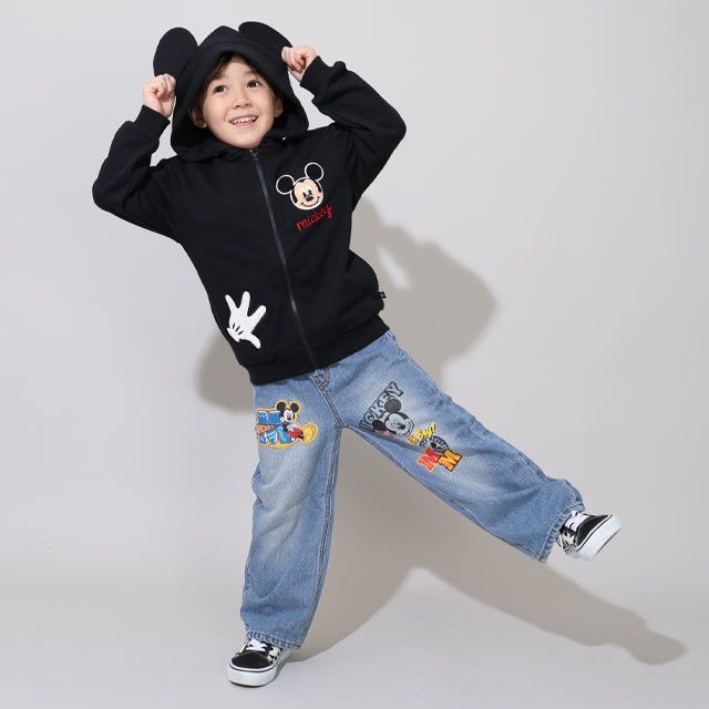 【ベビードール】ミッキー キャラクターサガラワッペンジップパーカー 0912K / ベビーサイズ キッズ トップス 長袖 パーカー 羽織り なりきれる 仮装 コスプレ