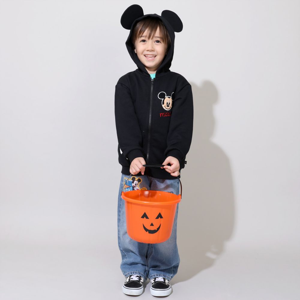 【ベビードール】ミッキー キャラクターサガラワッペンジップパーカー 0912K / ベビーサイズ キッズ トップス 長袖 パーカー 羽織り なりきれる 仮装 コスプレ