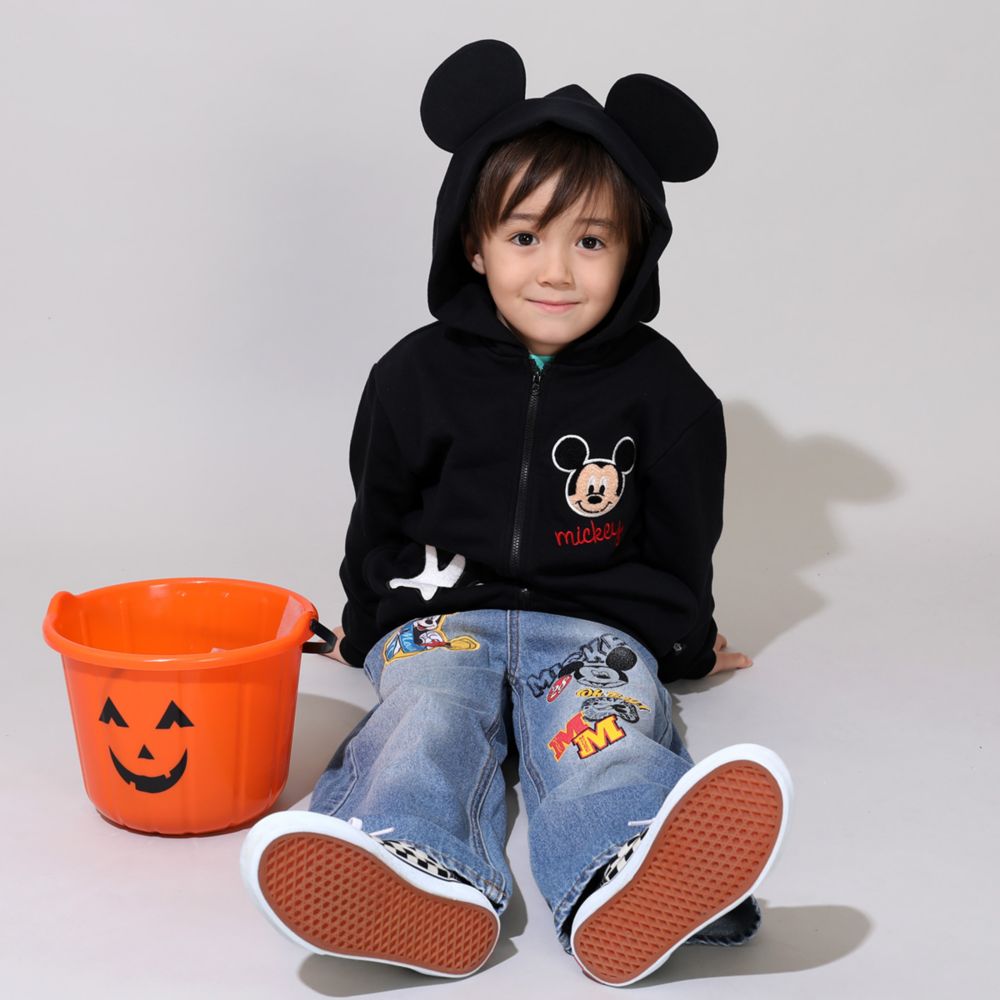 【ベビードール】ミッキー キャラクターサガラワッペンジップパーカー 0912K / ベビーサイズ キッズ トップス 長袖 パーカー 羽織り なりきれる 仮装 コスプレ