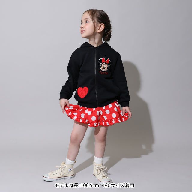 【ベビードール】ミニー キャラクターサガラワッペンジップパーカー 0912K / ベビーサイズ キッズ トップス 長袖 パーカー 羽織り なりきれる 仮装 コスプレ
