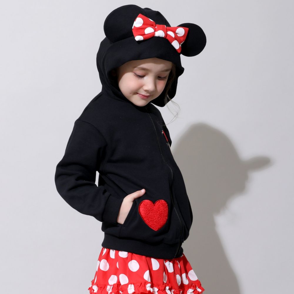【ベビードール】ミニー キャラクターサガラワッペンジップパーカー 0912K / ベビーサイズ キッズ トップス 長袖 パーカー 羽織り なりきれる 仮装 コスプレ