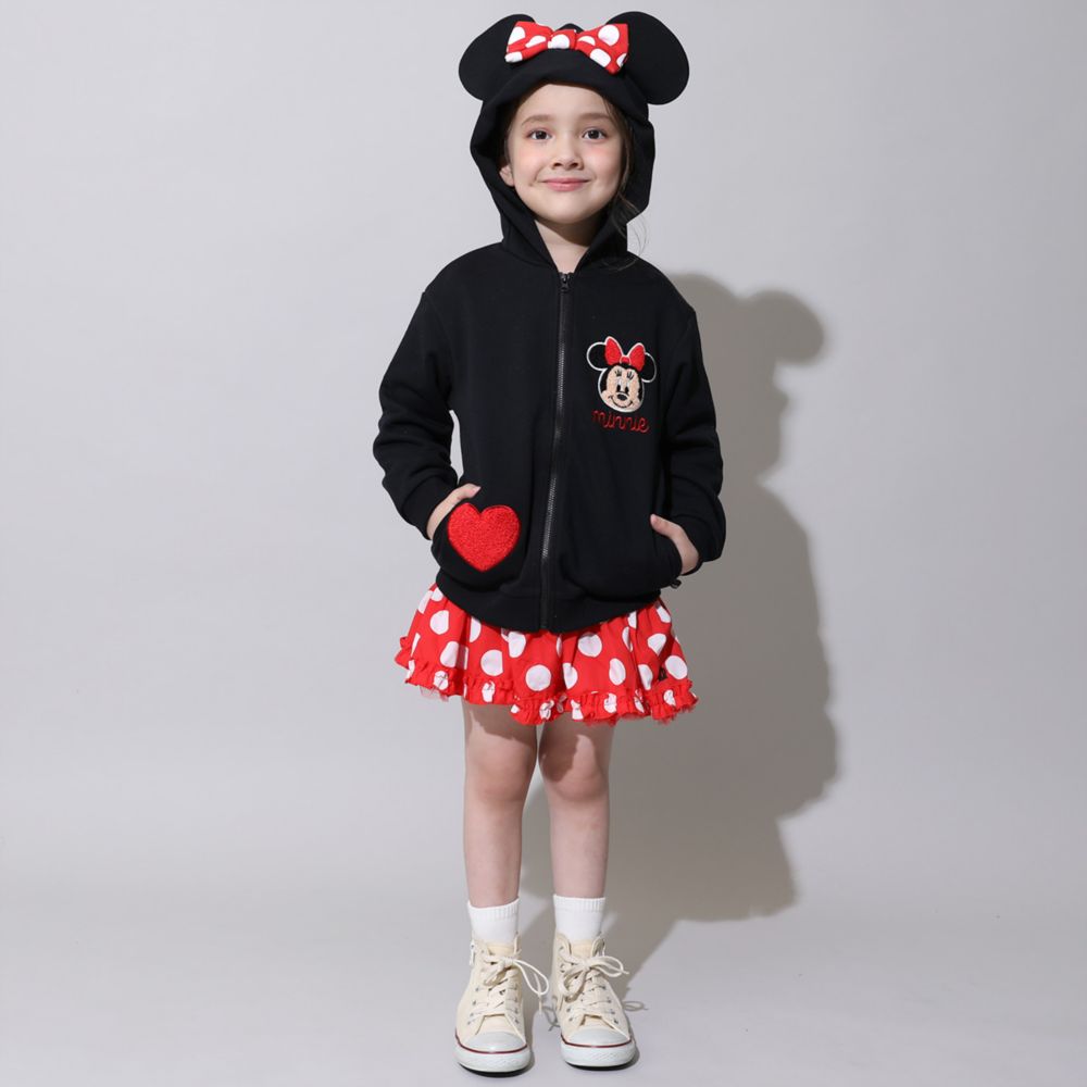 【ベビードール】ミニー キャラクターサガラワッペンジップパーカー 0912K / ベビーサイズ キッズ トップス 長袖 パーカー 羽織り なりきれる 仮装 コスプレ