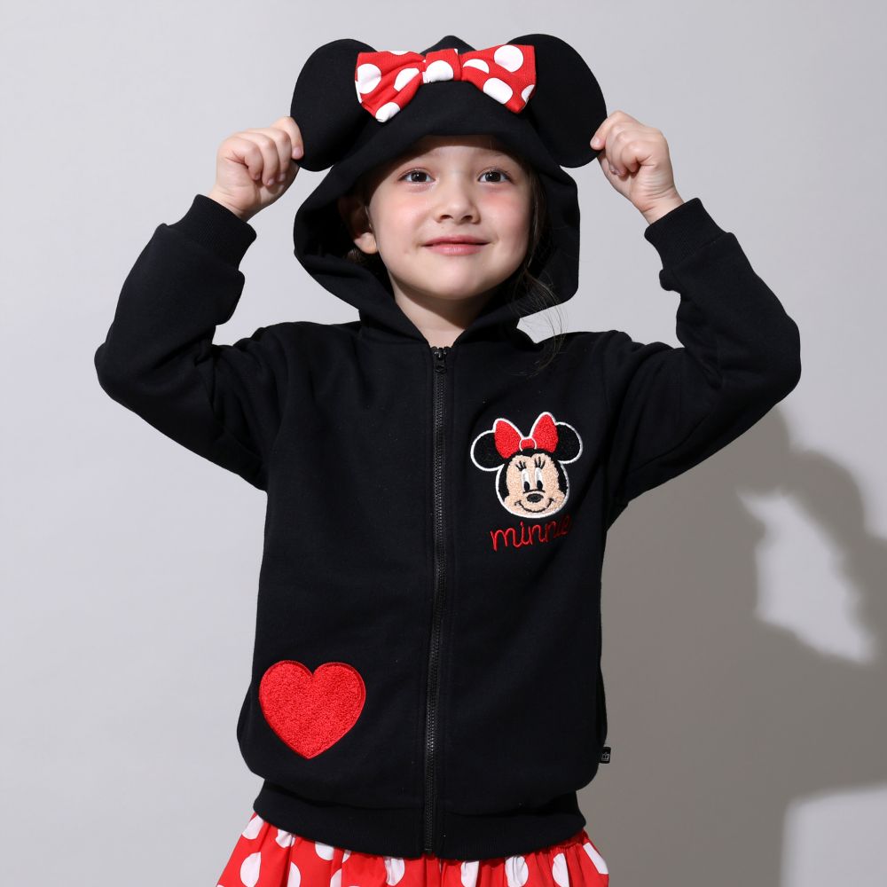 【ベビードール】ミニー キャラクターサガラワッペンジップパーカー 0912K / ベビーサイズ キッズ トップス 長袖 パーカー 羽織り なりきれる 仮装 コスプレ