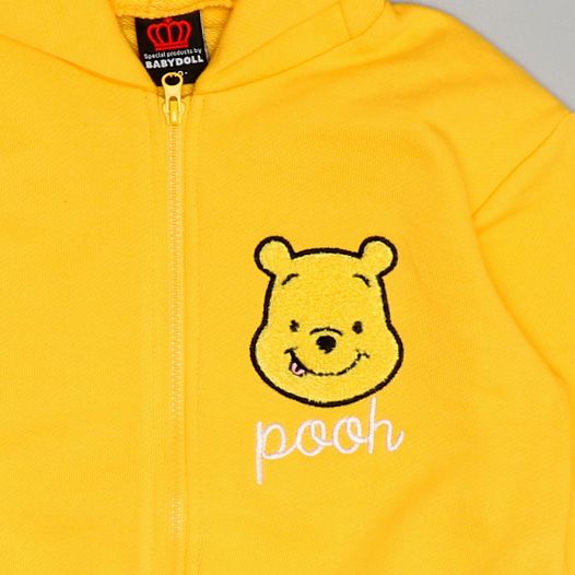 【ベビードール】プー キャラクターサガラワッペンジップパーカー 0912K / ベビーサイズ キッズ トップス 長袖 パーカー 羽織り なりきれる 仮装 コスプレ