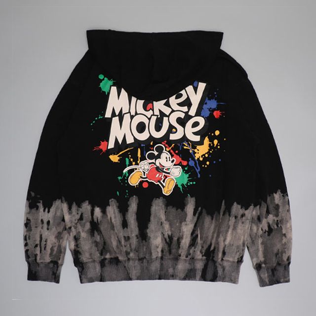 【ベビードール】ミッキー 親子お揃い ブリーチパーカー 0914A / 大人 ユニセックス 男女兼用 リンクコーデ ペアルック 親子コーデ トップス 長袖 フーディー プルオーバー スウェット グランジテイスト 春秋冬