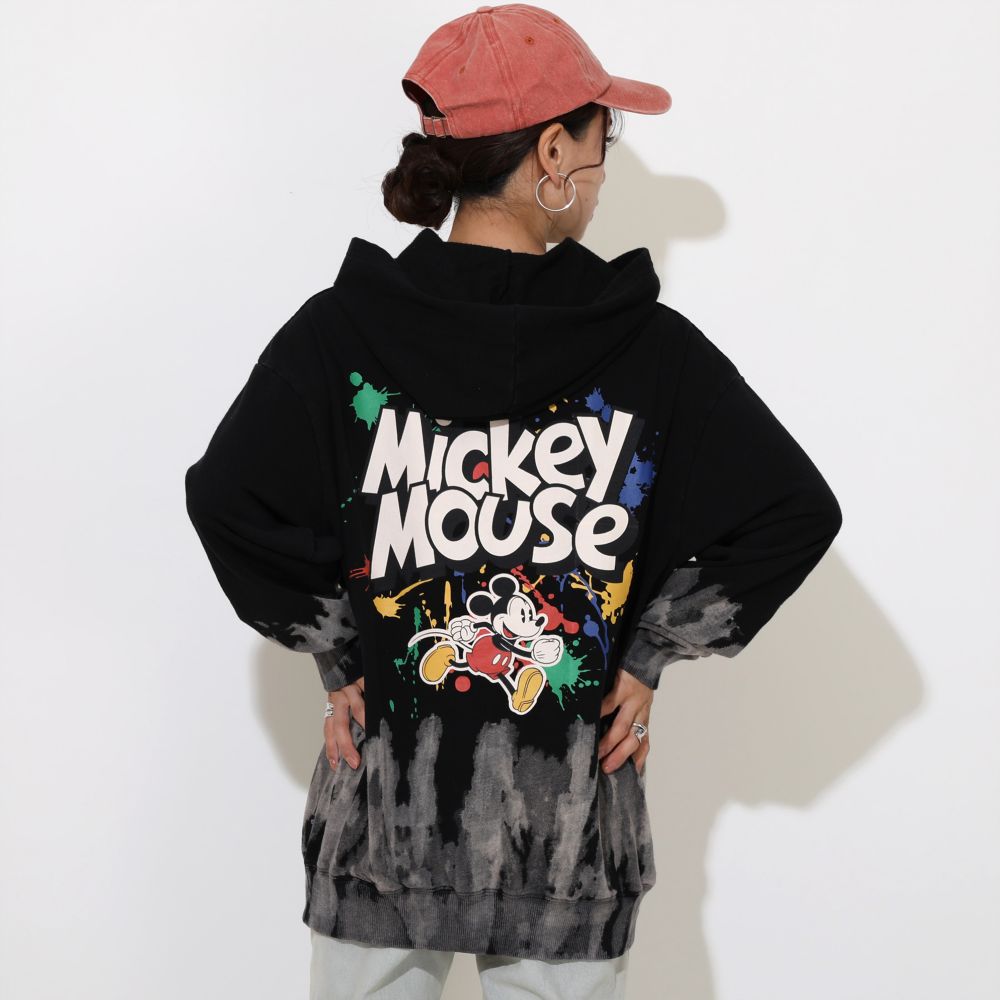 【ベビードール】ミッキー 親子お揃い ブリーチパーカー 0914A / 大人 ユニセックス 男女兼用 リンクコーデ ペアルック 親子コーデ トップス 長袖 フーディー プルオーバー スウェット グランジテイスト 春秋冬