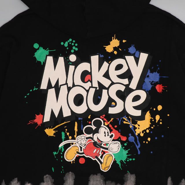【ベビードール】ミッキー 親子お揃い ブリーチパーカー 0914A / 大人 ユニセックス 男女兼用 リンクコーデ ペアルック 親子コーデ トップス 長袖 フーディー プルオーバー スウェット グランジテイスト 春秋冬