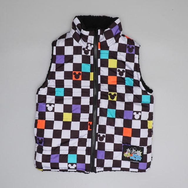 【ベビードール】ミッキー リバーシブル中綿ベスト 0915K / ベビーサイズ キッズ トップス アウター ノースリーブ あったか ボア素材 カラフル 2WAY 防寒