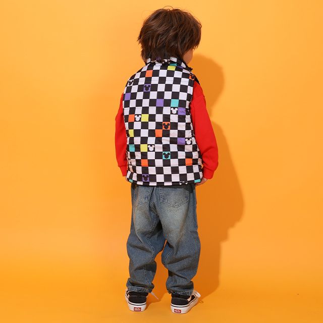 【ベビードール】ミッキー リバーシブル中綿ベスト 0915K / ベビーサイズ キッズ トップス アウター ノースリーブ あったか ボア素材 カラフル 2WAY 防寒