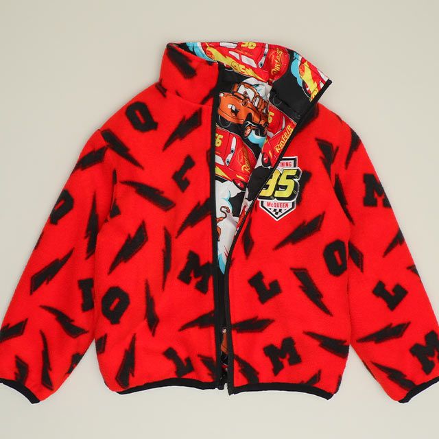 【ベビードール】カーズ リバーシブルアウター 0988K / ベビーサイズ キッズ トップス 長袖 アウター 上着 羽織り ジャケット ブルゾン 中綿 フリース 2Way マックィーン メーター