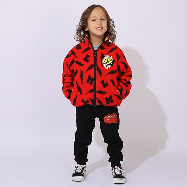 【ベビードール】カーズ リバーシブルアウター 0988K / ベビーサイズ キッズ トップス 長袖 アウター 上着 羽織り ジャケット ブルゾン 中綿 フリース 2Way マックィーン メーター