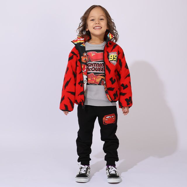 【ベビードール】カーズ リバーシブルアウター 0988K / ベビーサイズ キッズ トップス 長袖 アウター 上着 羽織り ジャケット ブルゾン 中綿 フリース 2Way マックィーン メーター