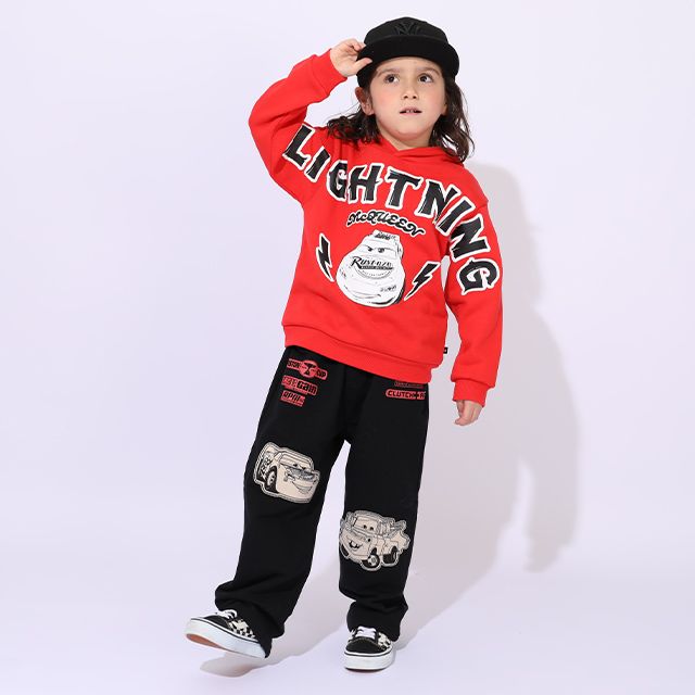 【ベビードール】カーズ 親子お揃い 裏起毛パーカー 0990K / ベビーサイズ キッズ トップス 長袖 プルオーバー フーディ 裏起毛 防寒 あったか リンクコーデ ペアルック 親子コーデ