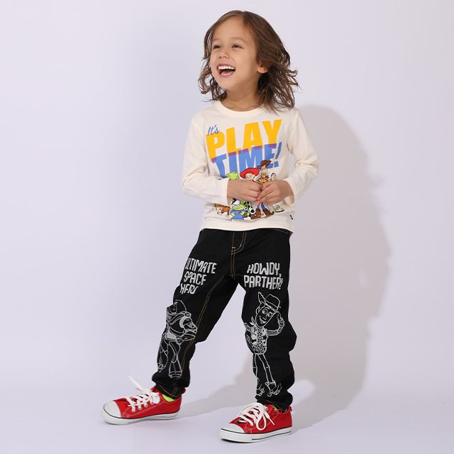 【ベビードール】トイ・ストーリー キャラクター3点セット 1003K / ベビーサイズ キッズ 長袖 トップス ボトムス トレーナー ロンT 長袖Tシャツ ロングパンツ 長ズボン セット商品 オリジナルバッグ付き 3点セット トータルコーディネート スリンキー