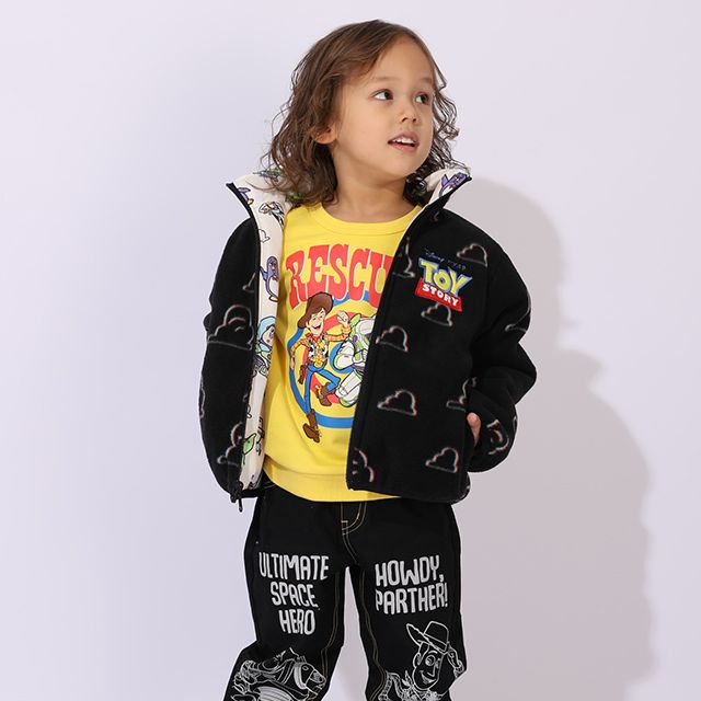 【ベビードール】トイ・ストーリー リバーシブルアウター 1005K / 2WAY ベビーサイズ キッズ トップス 中綿 アウター 長袖 羽織り もこもこ フリースジャケット ジャンパー フードなし